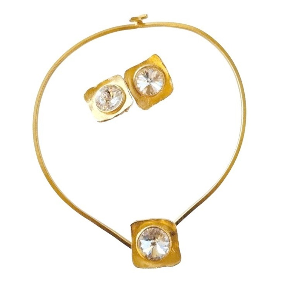 vintage Norma Jean jewelry set earrings neck piece pendent‎ gold tone finish